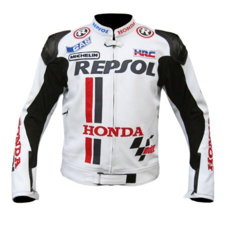 Honda Repsol White Race Leather Jacket