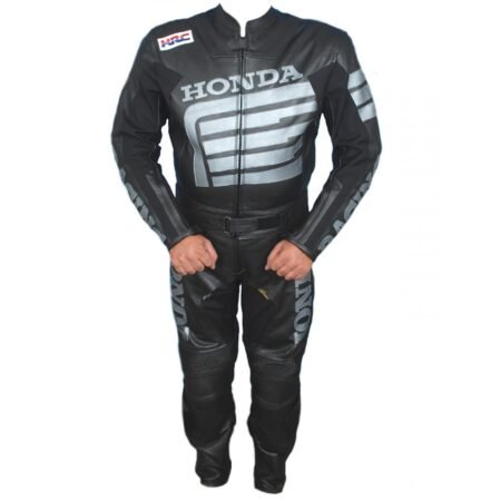 MotoGP Honda Motorbike Leather Suit 2 Pc Black