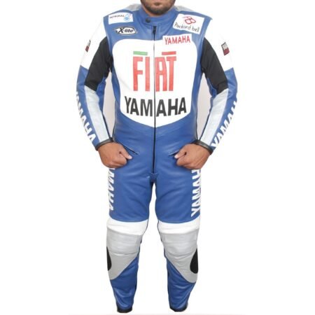 MotoGP Yamaha Fiat Motorcycle Race Leather Suit