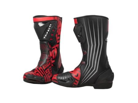 MotoGP Trifecta leather motorbike special Racing boots for sale Black Red