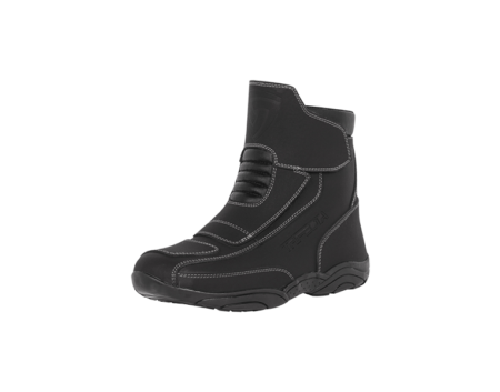 Motorcycle touring leather boots with decorative stitches